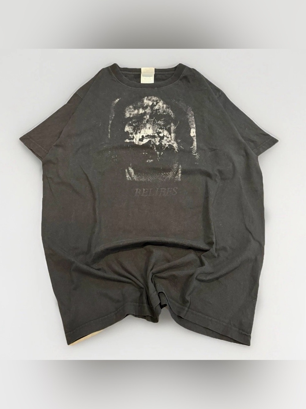 Vintage Shroud of Turin Jesus T-Shirt Size XL Black Faded Christian Graphic Rare